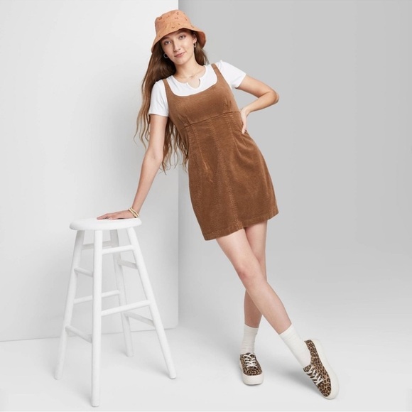NWT Brown Corduroy fitted Wild Fable dress size XS - Picture 1 of 10